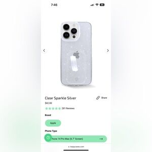 Loopy Clear - iPhone 14 Pro Max- Clear Sparkle Silver | Sparkle Edition / Righty